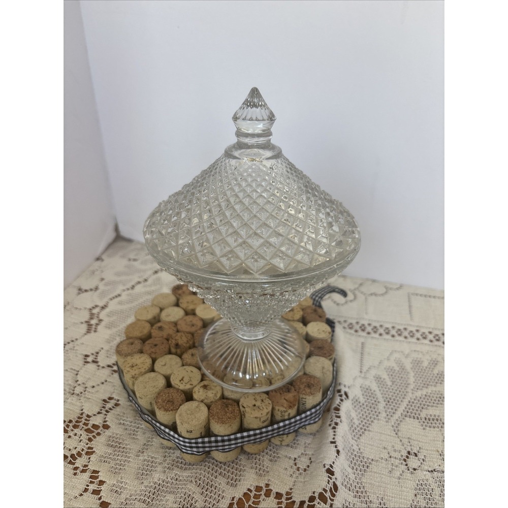 Westmoreland ENGLISH HOBNAIL‎ CLEAR Footed  Lidded Candy Dish